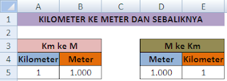 Konversi Kilometer ke Meter di Excel
